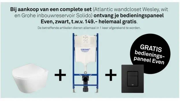 Aanbieding: Atlantic wandcloset Wesley, wit en Grohe inbo