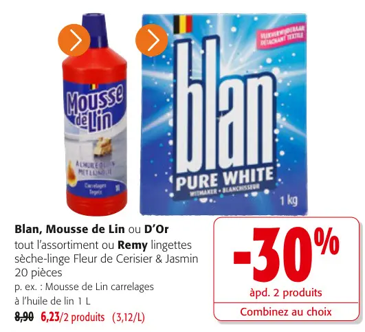 Offre: Blan, Mousse de Lin ou D'or