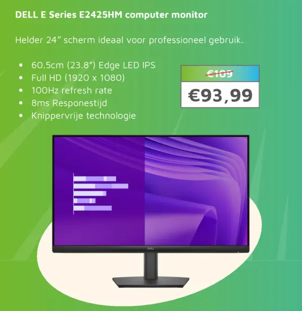 Aanbieding: DELL E Series E2425HM computer monitor