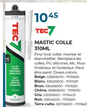 Offre: MASTIC COLLE