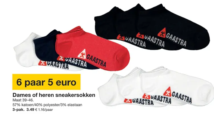 Promotie: Dames of heren sneakersokken