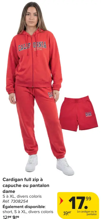 Offre: Cardigan full zip à capuche ou pantalon