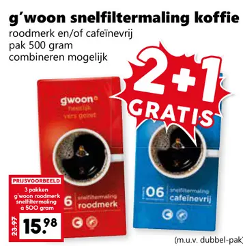 Aanbieding: g'woon snelfiltermaling koffie