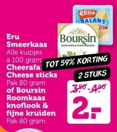Aanbieding: Eru Smeerkaas, Cheerafa Cheese sticks of Boursin