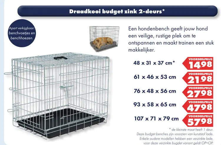 Aanbieding: Draadkooi budget zink 2-deurs