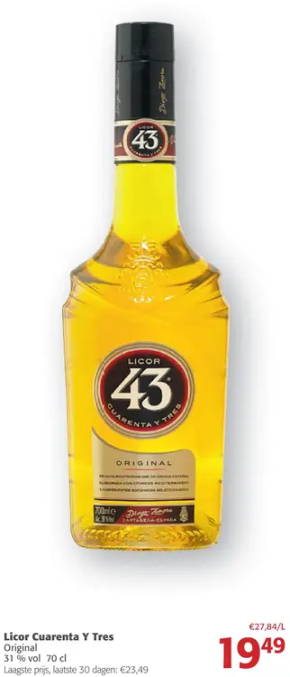 Aanbieding: Licor Cuarenta Y Tres Original