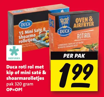 Aanbieding: Roti rol met kip of mini saté & shoarmarolletjes
