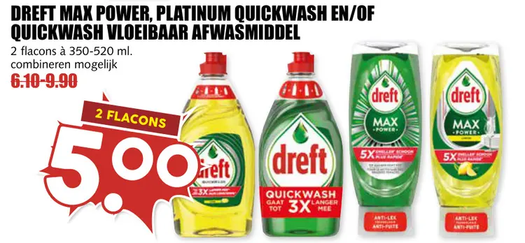 Aanbieding: Dreft max power, platinum quickwash en/of qui