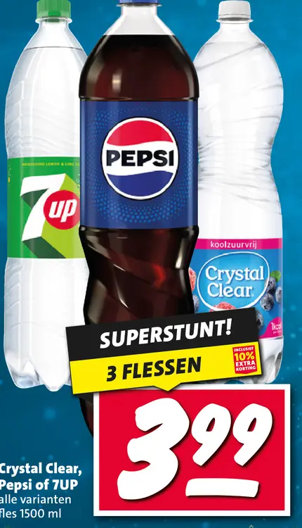 Aanbieding: Crystal Clear, Pepsi or 7UP