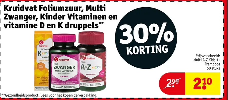Aanbieding: Foliumzuur, Multi Zwanger, Kinder Vitaminen