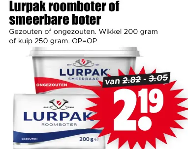 Aanbieding: Lurpak roomboter of smeerbare boter