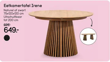 Aanbieding: Eetkamertafel Irene - walnootkleur - uitschuifbaar