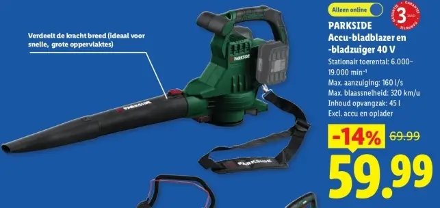 Aanbieding: Accu-bladblazer en -bladzuiger 40 V