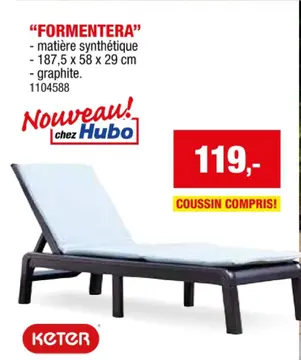 Offre: Keter Formentera chaise longue graphite