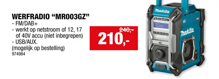Promotie: Makita MR003GZ werfradio