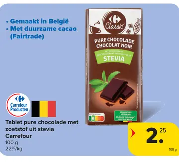 Aanbieding: Tablet pure chocolade met zoetstof uit stevia