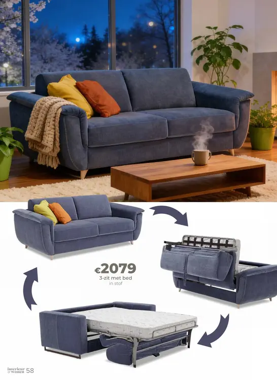 Promotie: 3-zit met bed