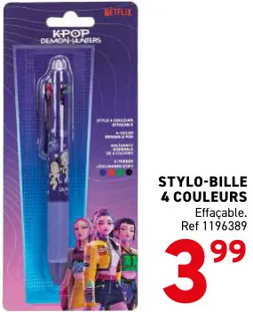 Offre: Kpop Demon Hunters Stylo-bille 4 couleurs