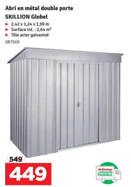 Offre: Abri en métal double porte