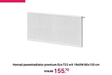 Aanbieding: Henrad paneelradiator premium Eco T22 wit