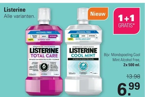 Aanbieding: Listerine Mondspoeling Cool Mint Alcohol Free