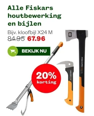 Aanbieding: Alle Fiskars houtbewerking en bijlen