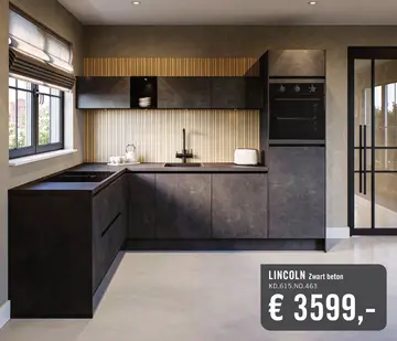 Aanbieding: LINCOLN Zwart beton - keuken