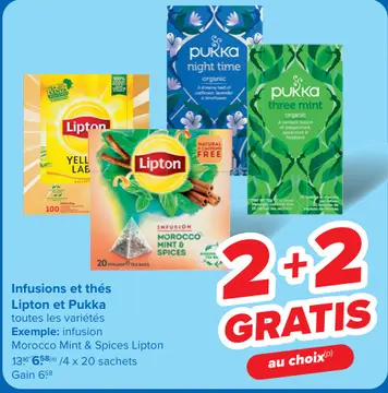 Offre: Infusions et thés Lipton et Pukka