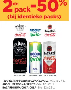 Promotie: Jack Daniels Whiskey/Coca-Cola, Absolute Vodk