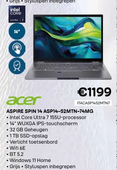 Promotie: Aspire spin 14 asp14-52mtn-74mg