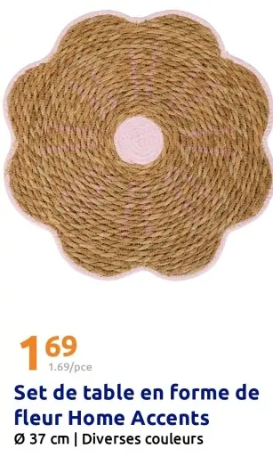 Offre: Set de table en forme de fleur Home Accents