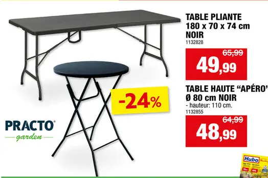 Offre: Practo Garden table pliante 180x70 cm noir