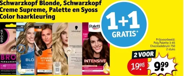 Aanbieding: Schwarzkopf Blonde, Schwarzkopf Creme Supreme, Palette en Syoss Color haarkleuring