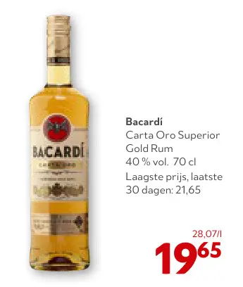 Promotie: Bacardí Carta Oro Superior Gold Rum