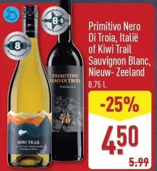 Aanbieding: Primitivo Nero Di Troia, Italië of Kiwi Trail