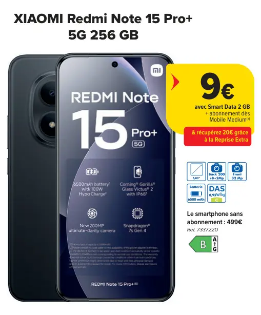 Offre: Redmi Note 15 Pro+ 5G 256 GB