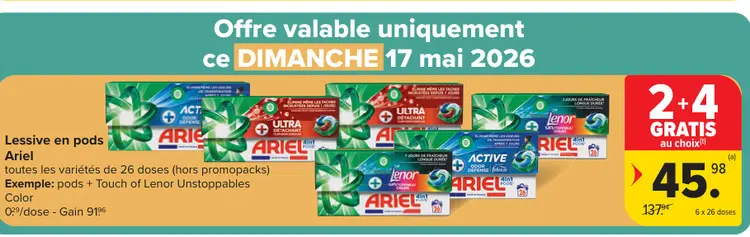 Offre: Lessive en pods