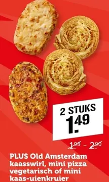 Aanbieding: Old Amsterdam kaasswirl, mini pizza vegetaris