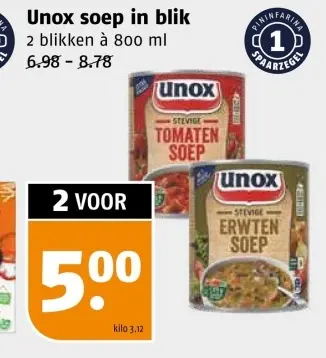 Aanbieding: Unox soep in blik