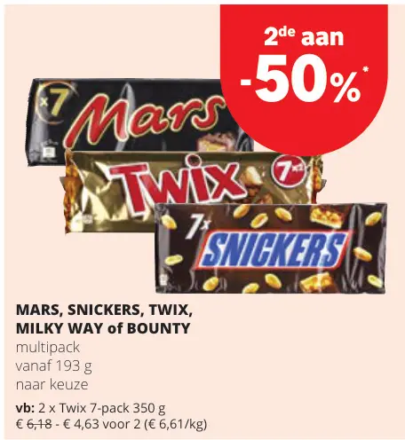 Promotie: MARS, SNICKERS, TWIX, MILKY WAY of BOUNTY