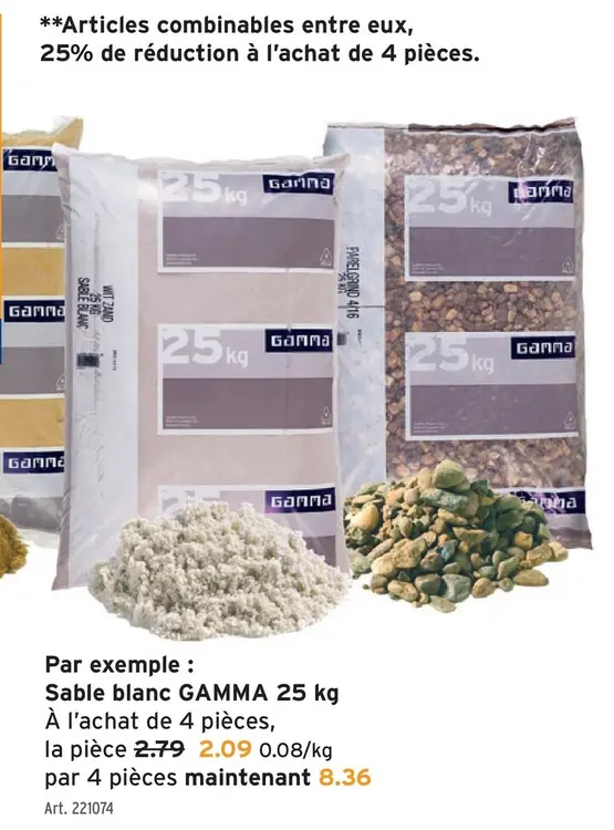 Offre: Sable blanc GAMMA