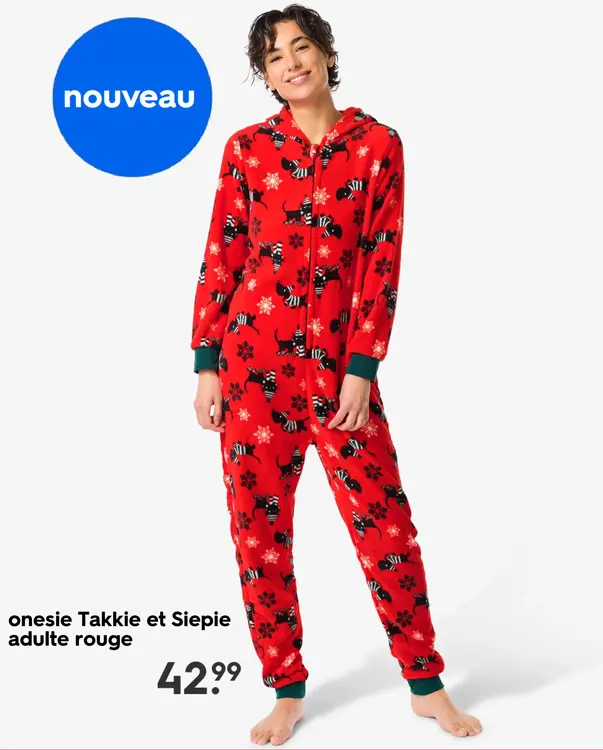 Offre: onesie Takkie et Siepie adulte rouge