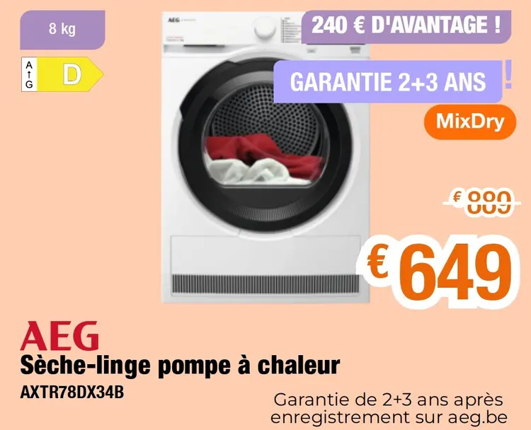 Offre: Sèche-linge pompe à chaleur
