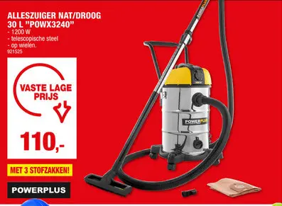 Promotie: Powerplus X POWX3240 alleszuiger 1200W 30l