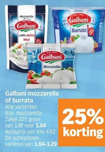 Promotie: Galbani mozzarella of burrata