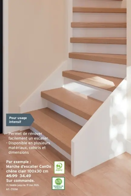 Offre: Marche d'escalier CanDo chêne clair