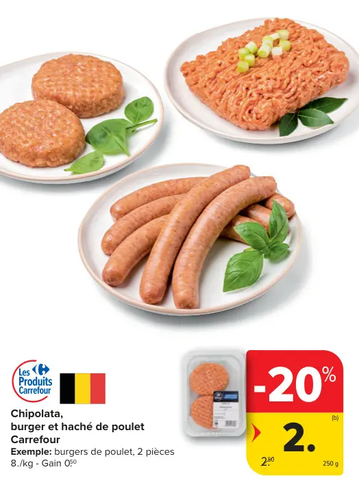 Offre: Chipolata, burger et haché de poulet