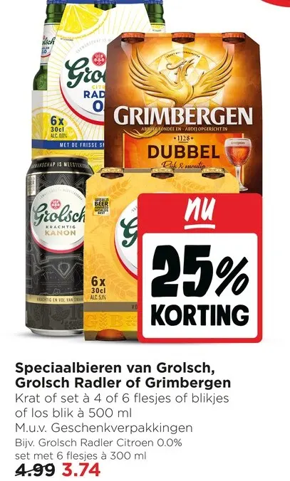 Aanbieding: Speciaalbieren van Grolsch, Grolsch Radler of Grimbergen
