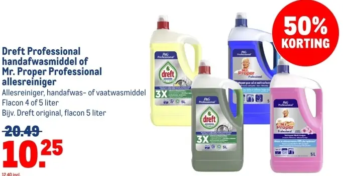 Aanbieding: Dreft Professional handafwasmiddel of Mr. Pro