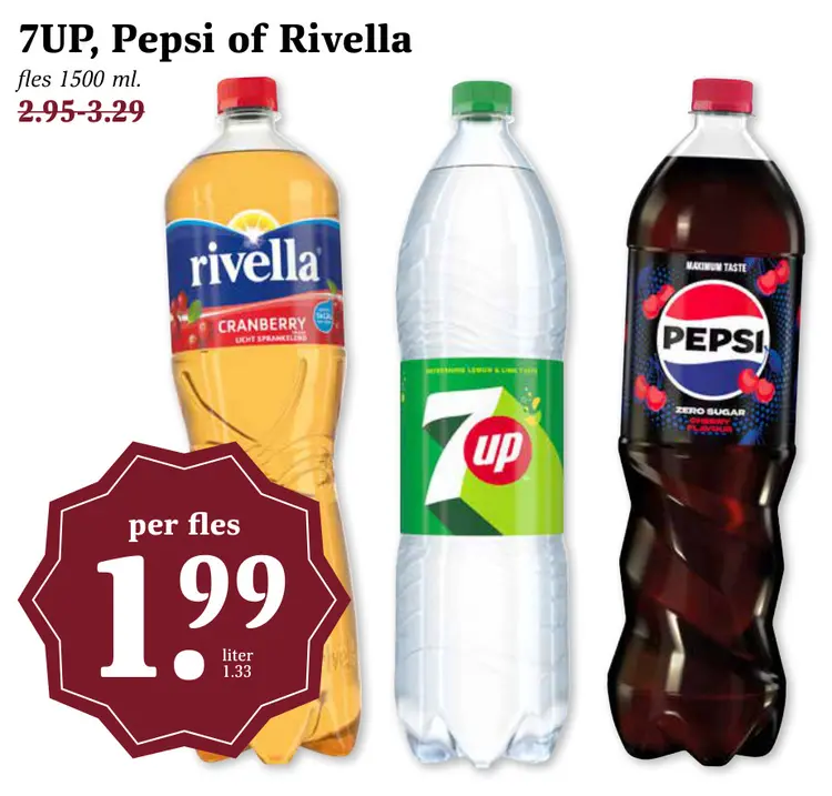Aanbieding: 7UP, Pepsi or Rivella